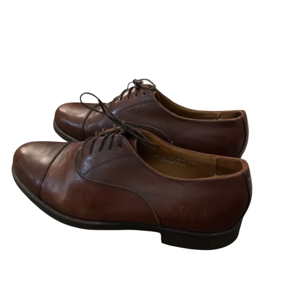 Vintage Y2K Florsheim Comfortech Cap Toe Oxford Dress Shoes Leather Brown 9.5D